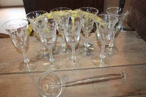 lot 3719 image: Vintage Glass Stemware & Glass Ladle