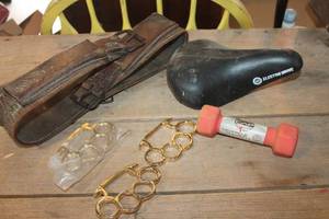 lot 3739 image: Leather Weight Lifting Belt, Bike Seat & More