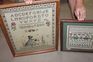 lot 3765 image: Lg. Picture is 18 x 24 Cross-Stitched
