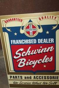 lot 3767 image: 15 x 21 Metal Schwinn Bicycles Sign