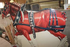 lot 3771 image: Vtg. 70 wide Budweiser Cardboard Advertising Sign