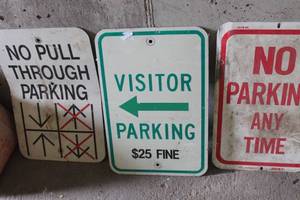 lot 3777 image: Vintage Metal No Parking Sign & More