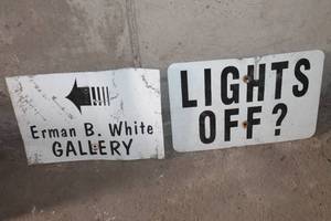 lot 3780 image: Vintage Metal Lights Out Sign & More