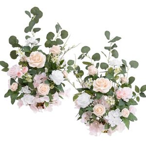 lot 40182 image: Lings moment Free-Standing Wedding Aisle Runner Flowers, Blush Pink, 2pcs - Retail $103.99