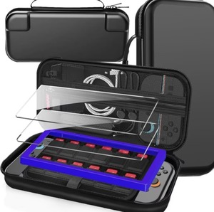 lot 40188 image: 6 Cases Travel Carrying Case for Switch 2 2025, Large Volume Accessories Bundle Holder, 2 Screen Protector, Hard Protective Cover Estuche Funda,Black
