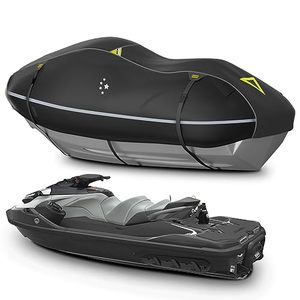 lot 40189 image: LIBZAKI Jet Ski Cover PWC Cover 2-3 Seats Heavy Duty Waterproof 600D UV Resistant Fits for Yamaha Sea-Doo Kawasaki up to 112135 GRAY SIZE XL