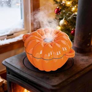 lot 40199 image: Wood Stove Steamer, WoodStove Humidifier, Woodstove Steamer, Cast Iron Humidifier for WOODStove 2.4 Quart Large Capacity Rust Resistant, Orange & Pumpkin