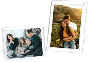 lot 40206 image: ECOSEAO 4x6 Minimalist Picture Frame Acrylic Glass Photo Frame with Magnetic Desktop Display Horizontally or Vertically