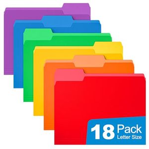 lot 40225 image: 18 Pack Manilla Folders 8.5 x 11 Inch, 13-Cut Tab Colored File Folders