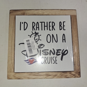 lot 40235 image: Rustic Wood Sign, i Rather be on Disney cruise Small Wooden Box Signs