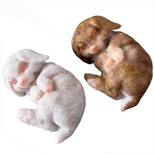 lot 40261 image: Mini Sleeping Lop Bunny Figurines, Set of 2, Resin