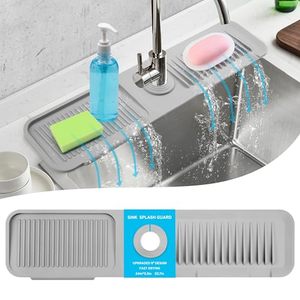 lot 40267 image: 24Longer Silicone Faucet Mat for Kitchen Sink,5  Slope Faucets Draining Mat Bathroom Sink Splash Guard Mat Kitchen Sink Splash Guard Accessories(Grey 24.0 x 5.5
