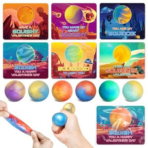 lot 40272 image: Valentine Gifts for Kids School, 24 Pack Valentines Cards with Slime Balls