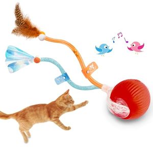 lot 40279 image: Interactive Cat Toys Ball,Automatic Cat Toy with Speedy Tail - Electric Rolling Ball for Indoor Cats, Motion-Activated Play with Elastic Mesh Tail