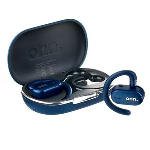 lot 40305 image: onn. Wireless Open-Ear Earphones with Environmental Noise Cancellation Microphones & Charging Case, Blue