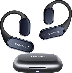 lot 40408 image: True Bone Conduction Headphones, Open Ear Earbuds with Ear Hooks, Up to 60 Hours Playtime with Charging Case, Bluetooth 5.3, IP68 Waterproof, for Running, Yoga, Gym, Sports - Retail $79.99
