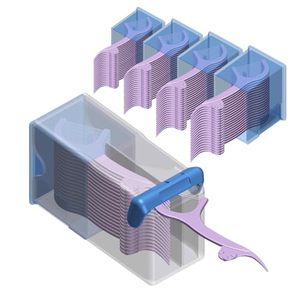 lot 40419 image: Shaker Dental Floss Picks Travel Case, Dispenser with 5 Cartridges (20 High-Performance Floss Picks Pre-Filled Each), Sleek & Perfect for Handbags, Blue
