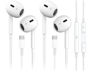 lot 40429 image: 2 Pack-USB C Headphones for iPhone 171615 Pro Max Plus Type C Earbuds with Microphone & Remote Noise Cancelling Earphones for iPhone 171615 Pro Max Plus,iPad,Galaxy S26S25S24Ultra Note 1020