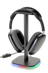 lot 40438 image: RGB Headphone Stand for Gaming   Modern Aluminum Headset Holder for Desk - Sleek Display for Over-Ear Headphones (Accessory ) Gift for Boys- (Black)
