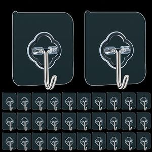 lot 40444 image: DKHDBD Adhesive Hooks 200 Pack 33lb Transparent Reusable Removable