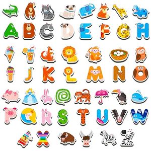 lot 40446 image: 52 Magnetic Letters & Animals, Uppercase Letter Fridge Magnets Refrigerator Decors Alphabet Words Cognition Educational Learning Tool for Kids, Toddlers
