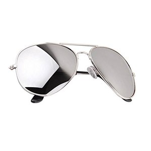 lot 40449 image: Thachers Nook Aviator Sunglasses Full Mirror Lenses Silver Metal Frame UV400 Protection