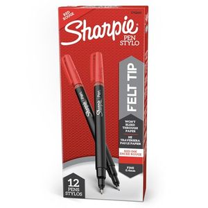 lot 40450 image: Sharpie Felt Tip Pens, Fine Point (0.4mm), Red, 12 Count
