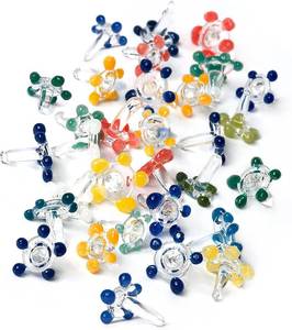 lot 40466 image: Daisy Style Hand-Blown Flower Glass Beads, Decorative Gems - Thicker and Consistently Sized (14 to 38 inches) Assorted Colors (120 Pack)