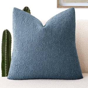 lot 40474 image: Foindtower Decorative Textured Boucle Throw Pillow Covers Accent Solid Pillow Cases Neutral Soft Cozy Couch Cushion Case for Chair Sofa Bedroom Living Room Home Decor 26x26 Inch,1PC,Misty Blue