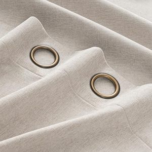 lot 40681 image: Chenille 100% Blackout Curtains 84 Inches Long for Bedroom, Light Beige