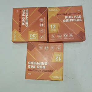 lot 40488 image: 3 Packs of BAGAIL Rug Grippers 12 Pcs, Non-Slip Rug Corner Grips for Hardwood Floors & Tile, 4x4in Reusable Double-Sided Adhesive Carpet Tape to Prevent Sliding & Tripping Hazards for Pets, Kids, Family