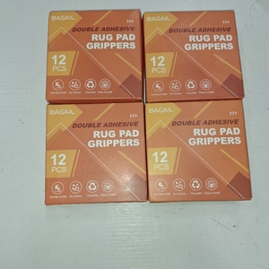 lot 40489 image: 4 Packs of BAGAIL Rug Grippers 12 Pcs, Non-Slip Rug Corner Grips for Hardwood Floors & Tile, 4x4in Reusable Double-Sided Adhesive Carpet Tape to Prevent Sliding & Tripping Hazards for Pets, Kids, Family
