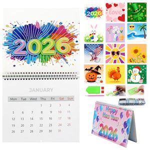 lot 40492 image: 2 Packs of Scettar DIY Diamond Art Calendar Kit 2026   12-Month Monthly Flip Desk Calendar, Diamond Painting Planner for Home Office Decoration, Creative Desktop Ornament & Holiday Gift