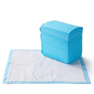 lot 48016 image: Amazon Basics Heavy Duty Dog and Puppy Pee Pads, Leak-Proof 5-Layer Super Absorbent, Quick-Dry Surface for Potty Training, Regular Size, 24x23, Blue & White,