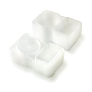 lot 48028 image: 130 ml Disposable Sauce & Dip Cups, 2 Compartment Plastic Condiment Containers for Ketchup, Salad Dressing, Oil & Vinegar, Chili Sauce