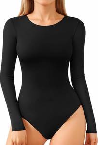 lot 48121 image: ALGALAROUND Double Lined Long Sleeve Bodysuits for Women Basic Crew Neck T Shirts Body Suits ZIZE XXL