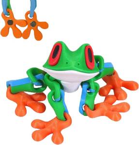 lot 48125 image: 2 Pack 3D Printed Articulated Frog Magnet, Movable Joint Fridge Decor,Green