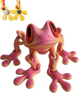 lot 48126 image: 2 Pack 3D Printed Articulated Frog Magnet, Movable Joint Fridge Decor,Pink