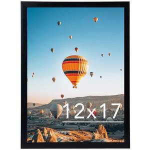 lot 28967 image: 12x17 Picture Frame Black for Wall Hanging, Wall Mounting Horizontally or Vertically, 12 x 17 Wall Gallery Poster Photo Frame with Shatter Resistant Plexiglass, Black - Retail $9