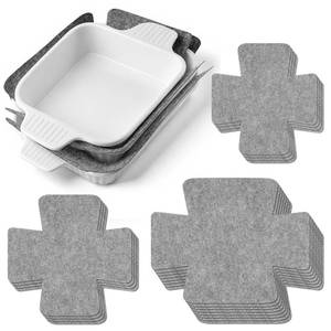 lot 28978 image: Set of 16 Pot Pan Protectors Bakeware Scratch Protectors 3 Size Non-Slip Dish Divider Pads for Stacking Extra Thick Felt Padded Pan Cookware Prevent Chip Crack Reusable Trimable(Gray) - Retail $19