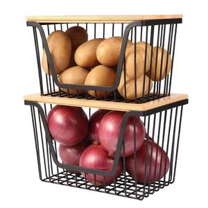 lot 28983 image: 2 PACK Pantry Organizers and Storage, Stackable Onion Potato Bins - Retail $26