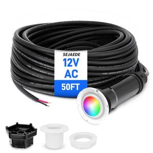 lot 28998 image: 1.5 Inch LED Pool Light for Inground Pool Compatible with Pentair GloBrite, 12V AC RGB Color Changing Swimming Pool Lights Replacement, 50 Foot Cord, Super Bright, IP68 Waterproof - Retail $200