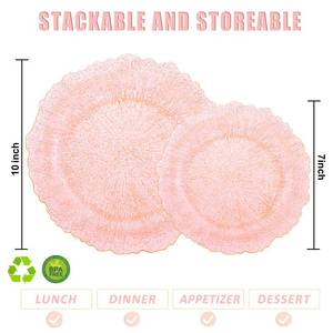 lot 29011 image: 60PCS Pink Plates for Party, Pink Plastic Plates Disposable Heavy Duty - Retail $37