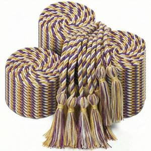 lot 29015 image: 48 pcs Graduation Honor Cords Bulk 68 Grad Braided Honor Cord with Tassel for Commencement, Academic Achievements, School Ceremonies and Student Organizations (Purple White and Gold) - Retail $45