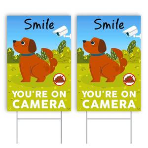 lot 28838 image: Smile Youre on Camera Sign, 8x12 Double-Sided Coroplast, 2 Pack (No H stake included) - Retail $7