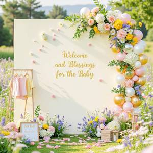 lot 28844 image: 6.6FT x 6.6FT Ivory Square Arch Backdrop Covers Spandex Fitted Wedding Arch Covers Stretchy Backdrop for Baby Shower Birthday Party Bridal Shower Ceremony Photo Photography Background Decorations - Retail $30