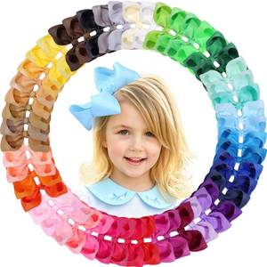 lot 28855 image: 50Pcs 6 Hair Bows for Girls, Grosgrain Ribbon Hair Bows Clips - Retail $17