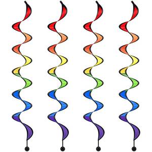 lot 28871 image: 4 Pieces Rainbow Wind Spinner Outdoor Hanging Wind Socks Colorful Windsock Streamers for Outside Yard and Garden, Decor Windmill to Scare Birds Away(27 Inch) - Retail $13