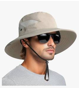 lot 28872 image: Sun Hats for Men Women Wide Brim Bucket Hat UPF 50 Hiking Fishing HatUV Protection Hats, Waterproof, Breathable Outdoor Essentials, Ideal for Camping, Gardening, Hiking, Beach, Working, Travel - Retail $10