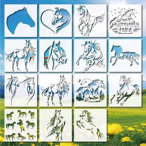 lot 28882 image: Horse Stencil 14pcs Reusable Plastic Templates 6in Craft Paint Template DIY Crafts Stencils for Wood Wall Fabric Rock Signage - Retail $8